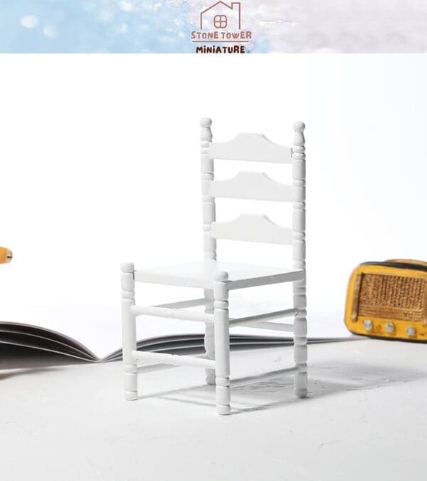 1:12 Scale Miniature Wooden White Chairs - lingcrafts